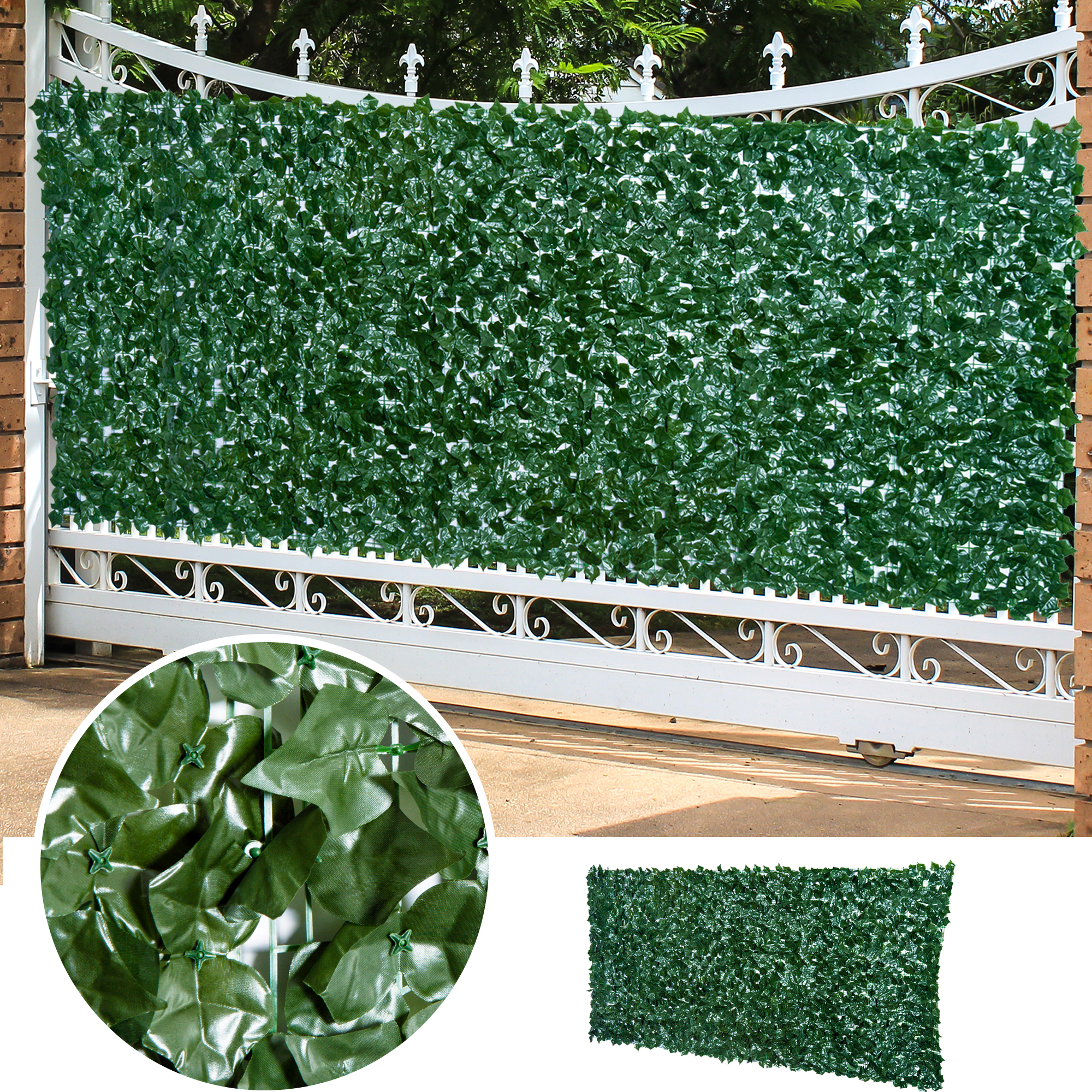 Outsunny Künstlicher Hecken Sichtschutz, UV Geschützt Sichtschutz, Grün Balkon Sichtschutz, Zaun Sichtschutzgitter mit Blättern, Hecken Zaun, WandKünstliche 300 x150 cm für Garten Hochzeit