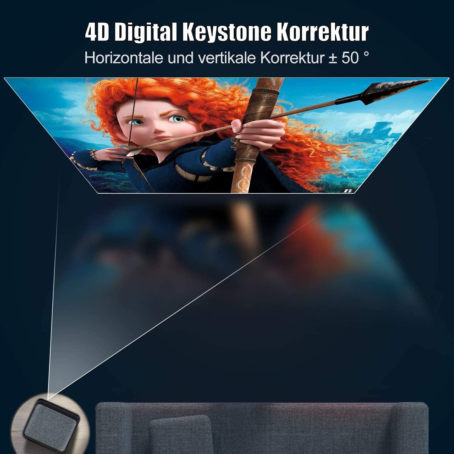Full HD 1080P Beamer 1200 ANSI Lumen 5G WiFi Bluetooth 4K LED Heimkino Projektor 300 Zoll Fire Stick PS5
