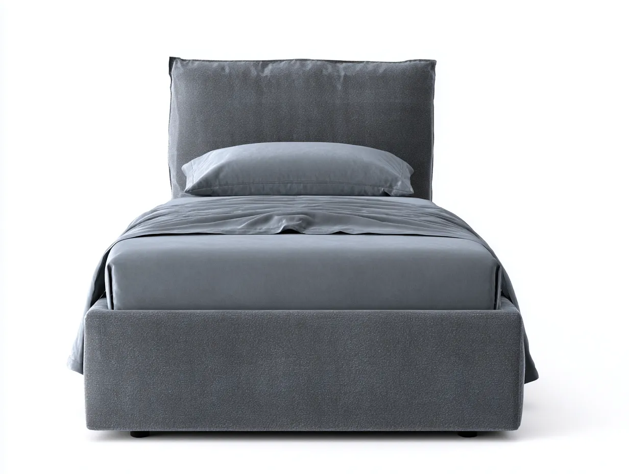 Einzelbett - Stoff-Holzwerkstoff - 208x100x98 cm - Grau - Modern