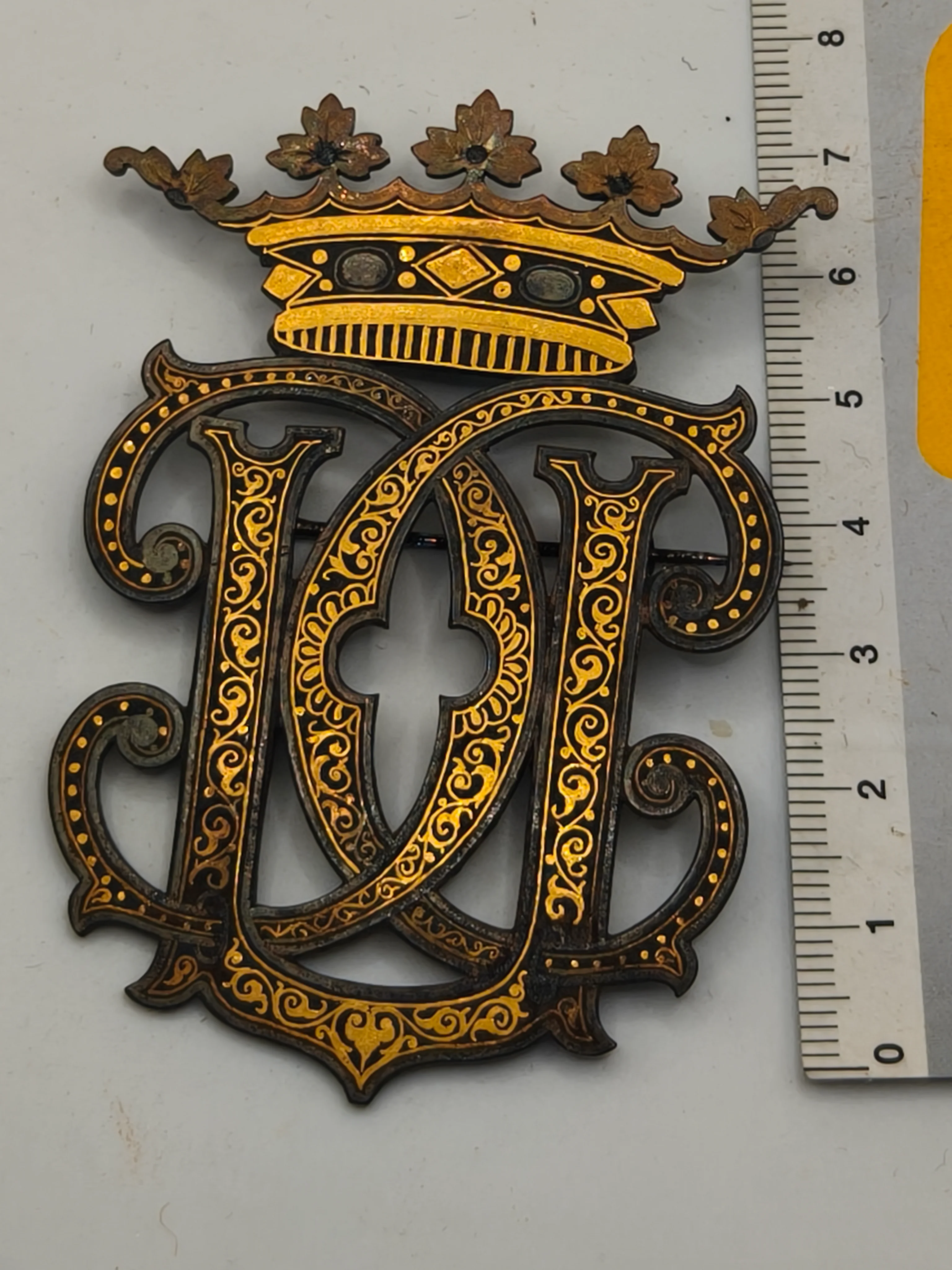 monogram for the Carlist pretender King Carlos V. damascene work. I Carlist War.