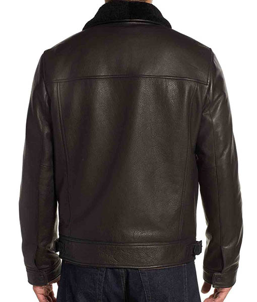 Men’s Brown Real Leather Jacket with Fur Collar