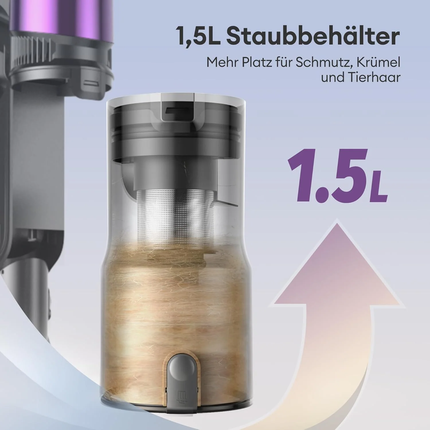 Ultenic U20 Akku Staubsauger, 55000Pa/ 600W/60Min Staubsauger Kabellos Mit Selbststehendes Design, Flexibles Biegegelenk, GreenEye-Technologie, Anti-Tangle Bodenbürste für Hartböden Teppiche Tierhaare