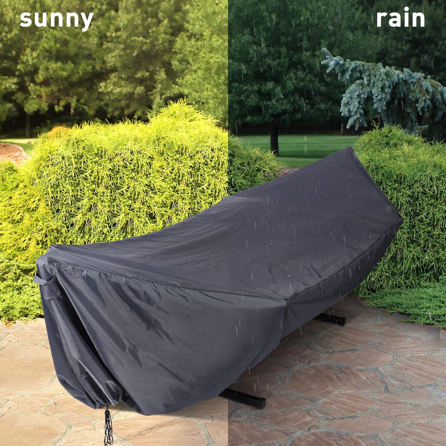 SUNCREAT Rope Hammock with Stand and Rain Cover