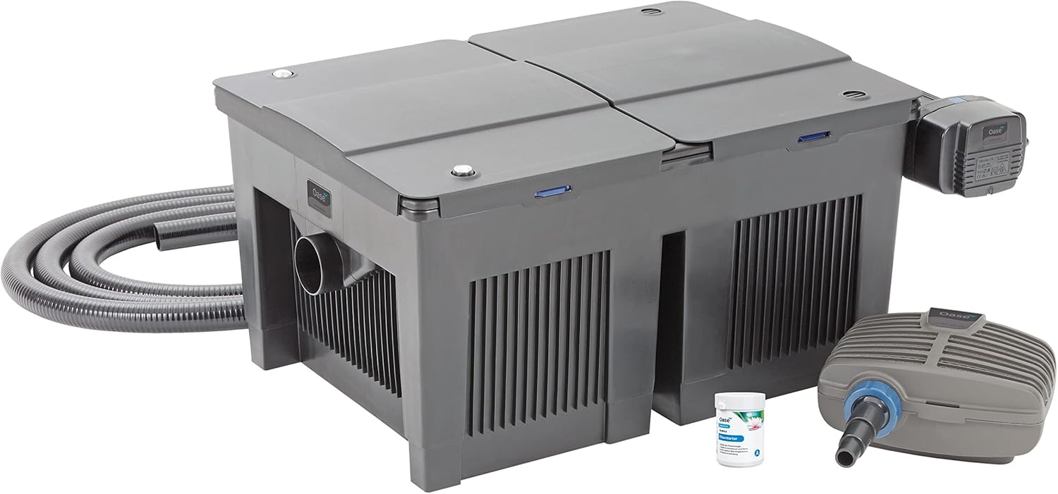 OASE 56789 Durchlauffilter BioSmart Set 36000 geeignet für Teiche bis 36 m³, Filtersystem, Filterkomplettset inkl Filtermaterial, Teichpumpe und UVC Klärer