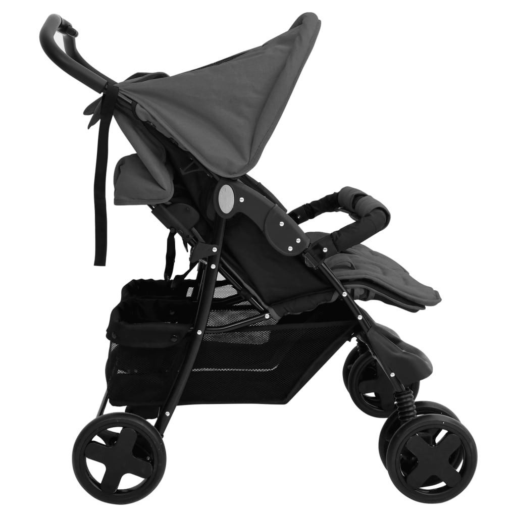 Kinder-Buggy aus Stahl, Leinen in Dunkelgrau