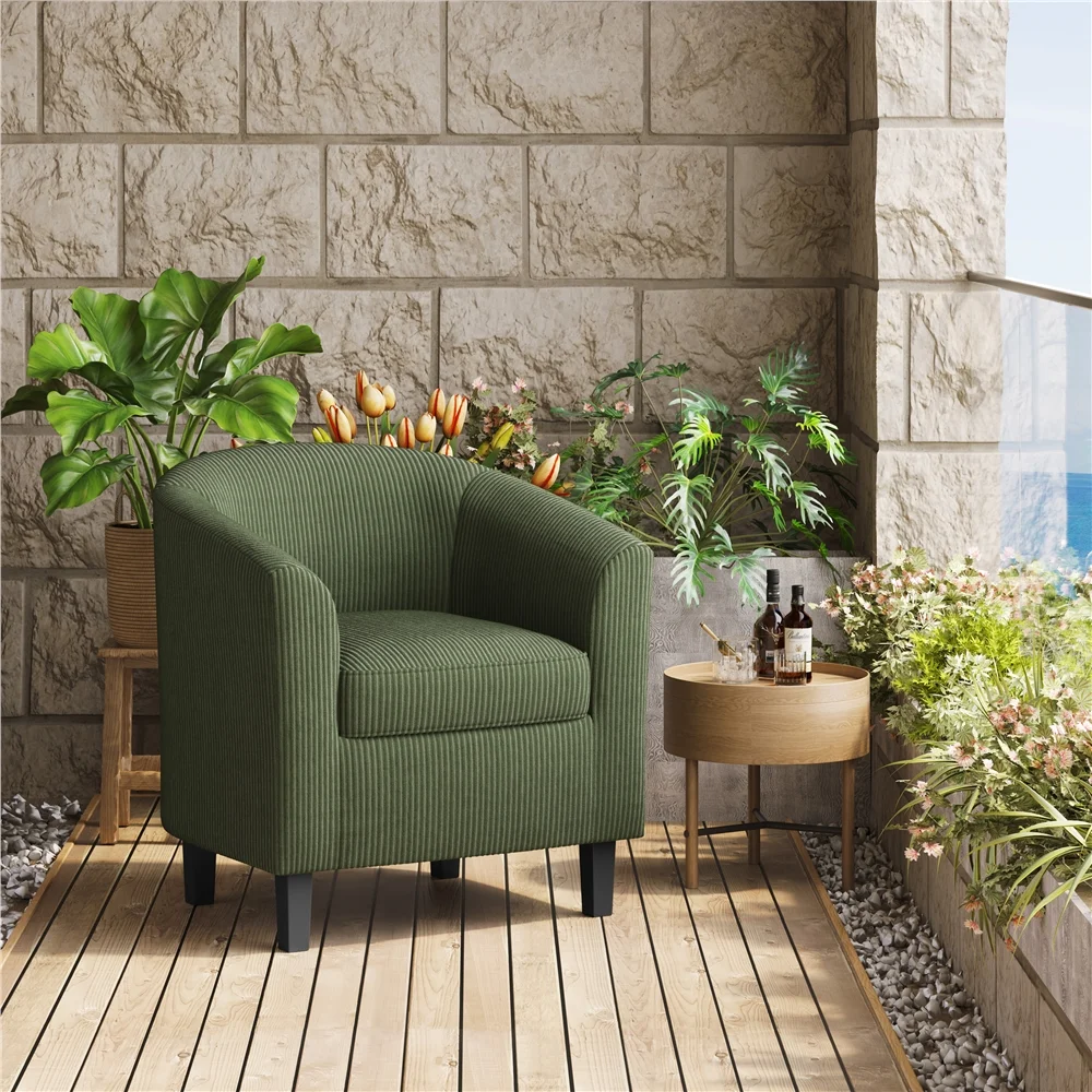Renwick Faux Leather Barrel Accent Chair for Living Room, Set of 2, Black