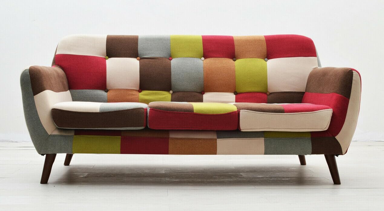 LEVANTE DIVANO DI TESSUTO PATCHWORK CON 3 POSTI - MULTICOLORE