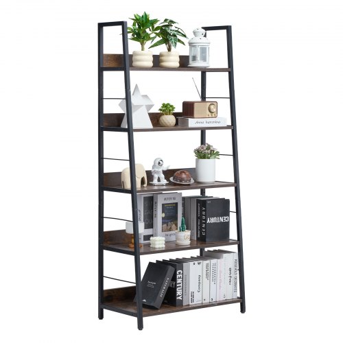 VEVO Rustikal Bücherregal Standregal Lagerregal 5 Ebenen Büro Trapezförmig