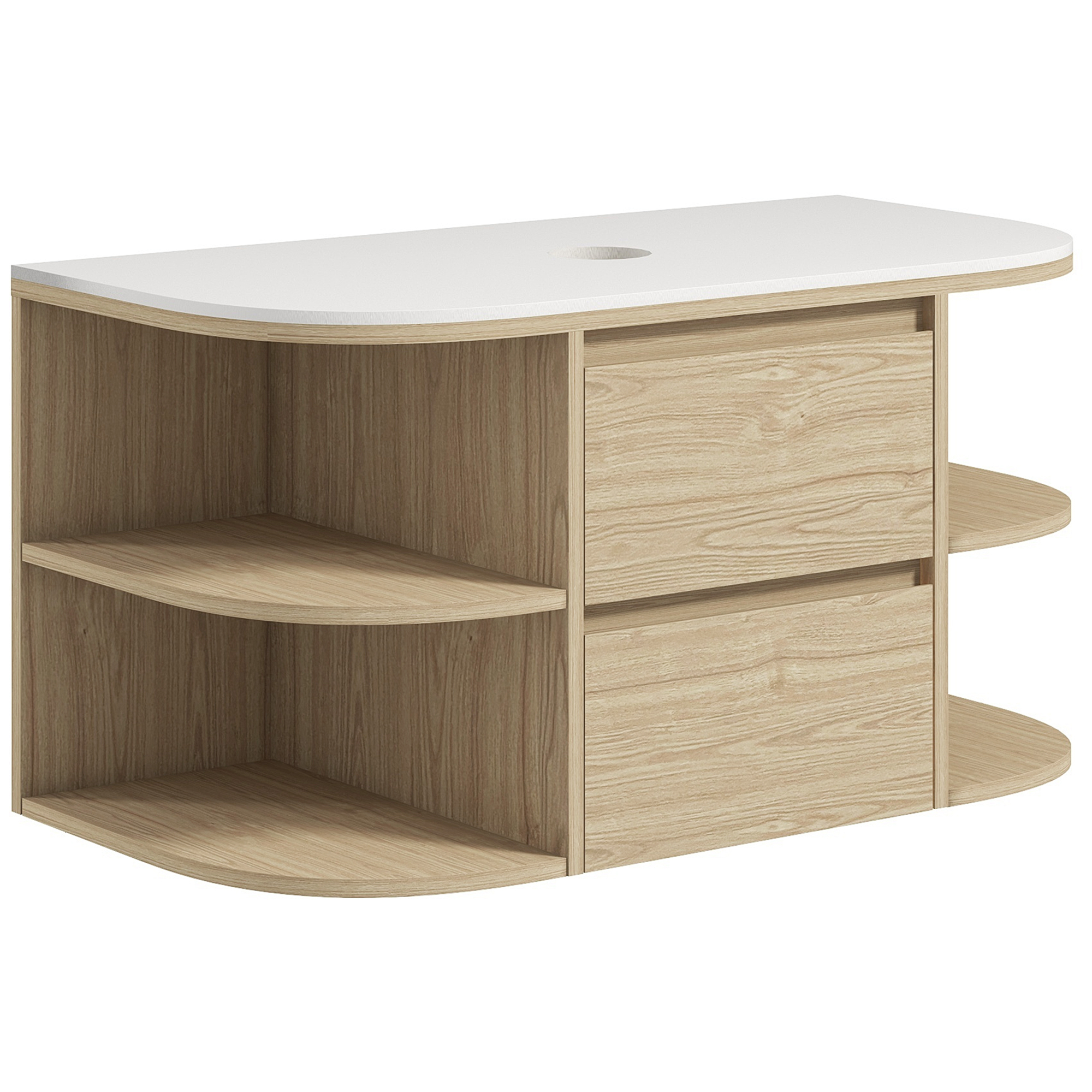 HOMCOM Badezimmer-Unterschrank mit hängendem Waschbecken, Waschtisch mit Soft-Close-Schubladen und Regalen, Braun