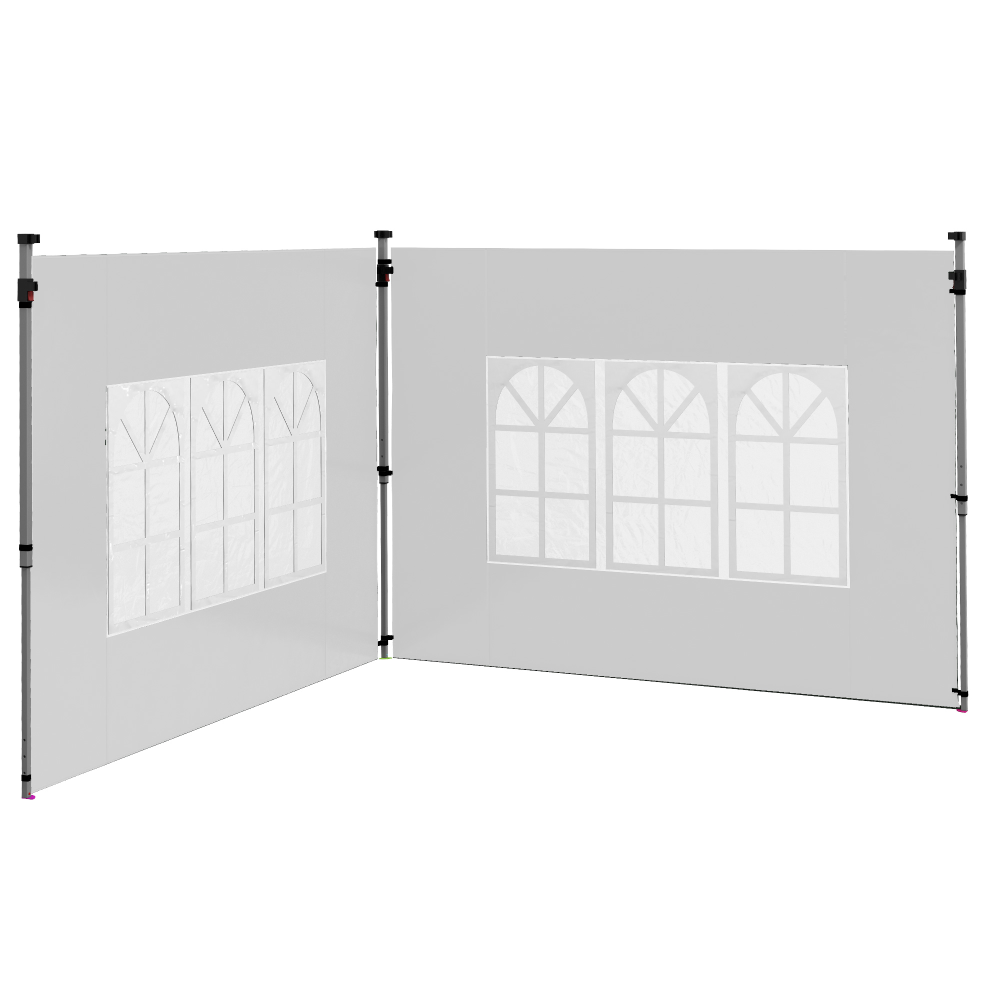Outsunny Set von 2 Seitenteilen für 3 x 3 m oder 3 x 4 m Pavillon mit Fenster 295 x 195 cm Weiß