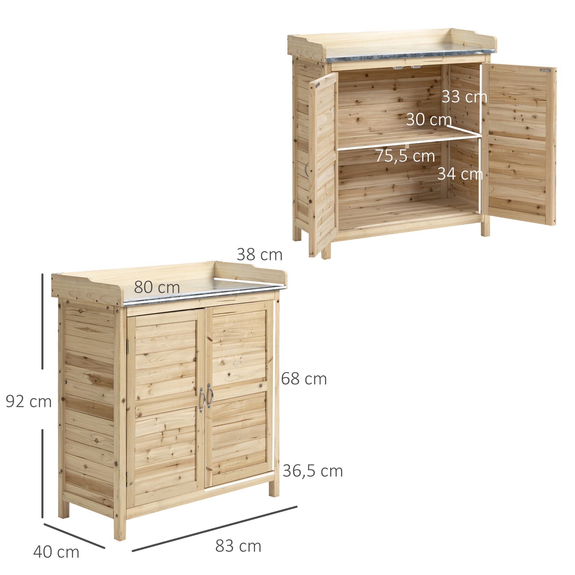 tuinkast houten apparatuur kast kast met 2 planken nature