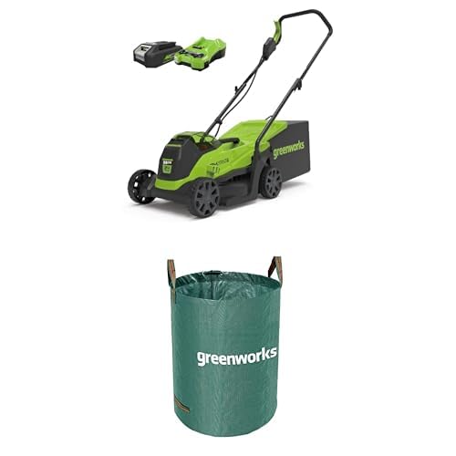 Greenworks 24V Tagliaerba a Batteria con Motore Brushless, Ampiezza di Taglio 33cm, Sacca da 30L CON Batteria da 24V 2Ah & Caricabatterie GD24LM33K2   Greenworks Sacco da giardinaggio da 120l : Amazon.it: Giardino e giardinaggio