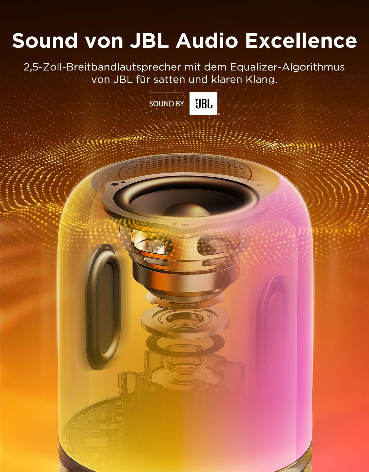 LED Tischlampe mit Lautsprecher RGBIC 600 lm 2700-6500 K 5200 mAh Akku USB-C 16 Musikmodi App-Steuerung