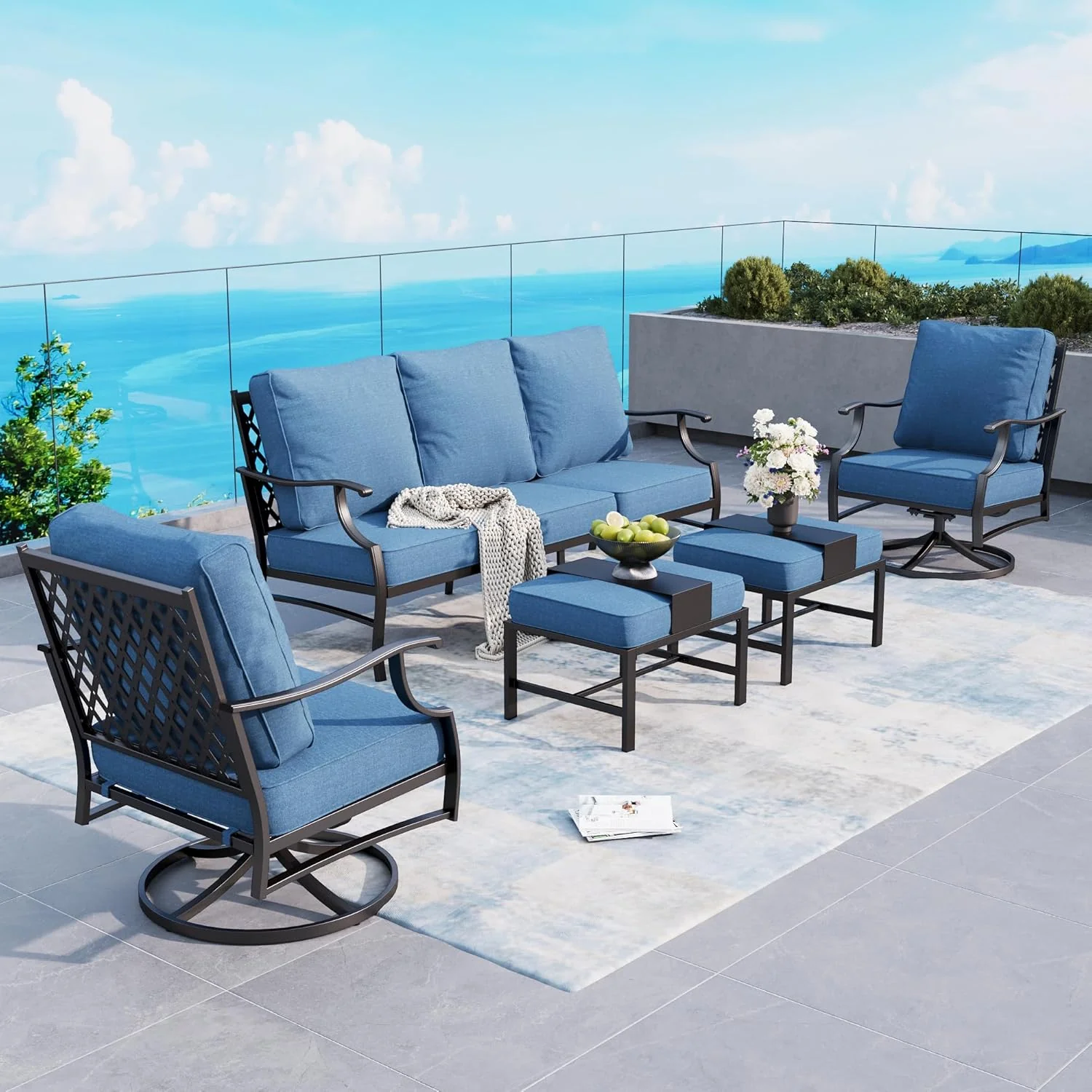 5 Piece Metal Outdoor Patio Furniture Sets Backyard Furniture Set