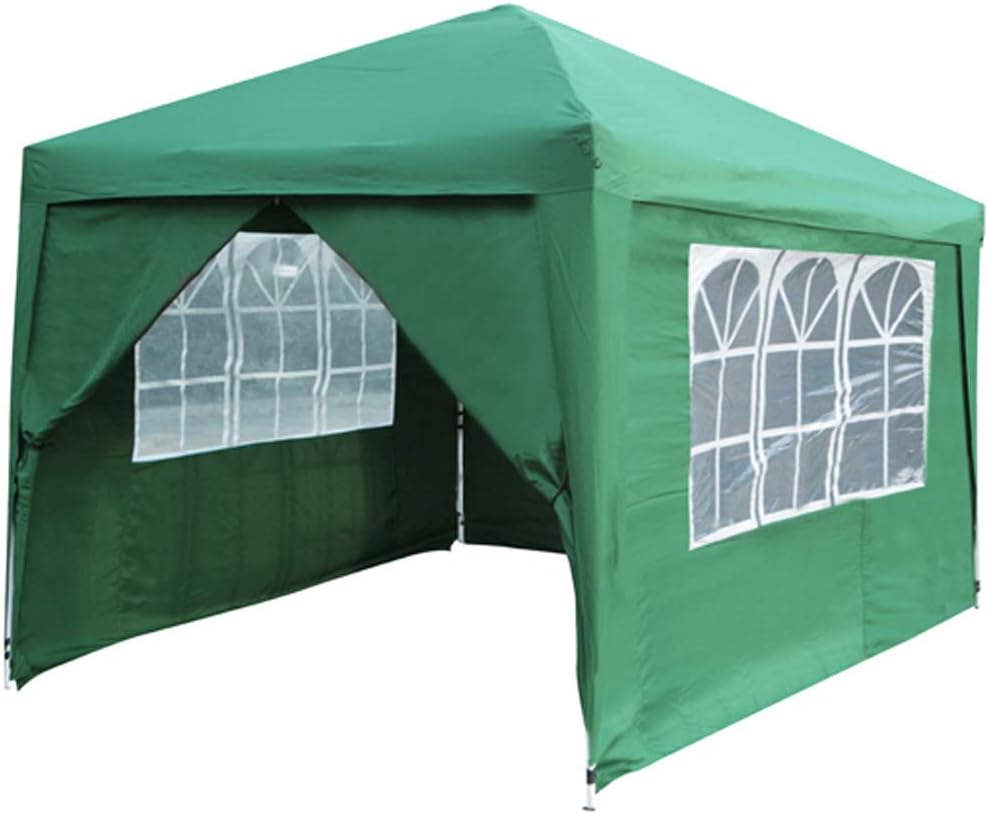 GAZEBO PIEGHEVOLE GIARDINO CON TELI LATERALI E FINESTRA 3X3 AUTOMATICO FIERA (Bianco)