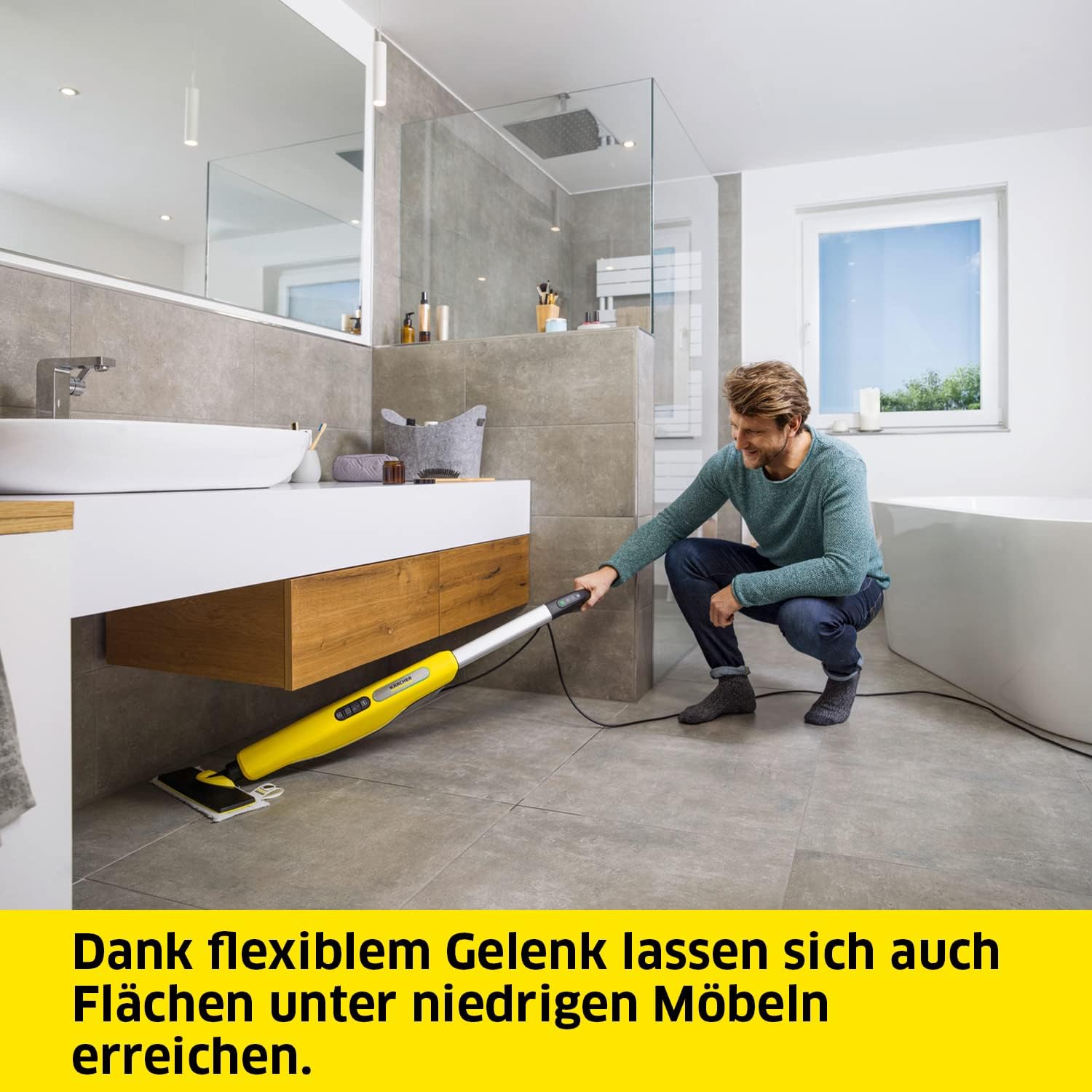 Krcher Dampfreiniger SC 3 Upright EasyFix, Aufheizzeit: 0,5 min., Flchenleistung: ca. 60 m, Tank: 0,5 l, Heizleistung: 1.600 W, mit Bodendüse, Bodentuch, Teppichgleiter, Entkalkungskartusche