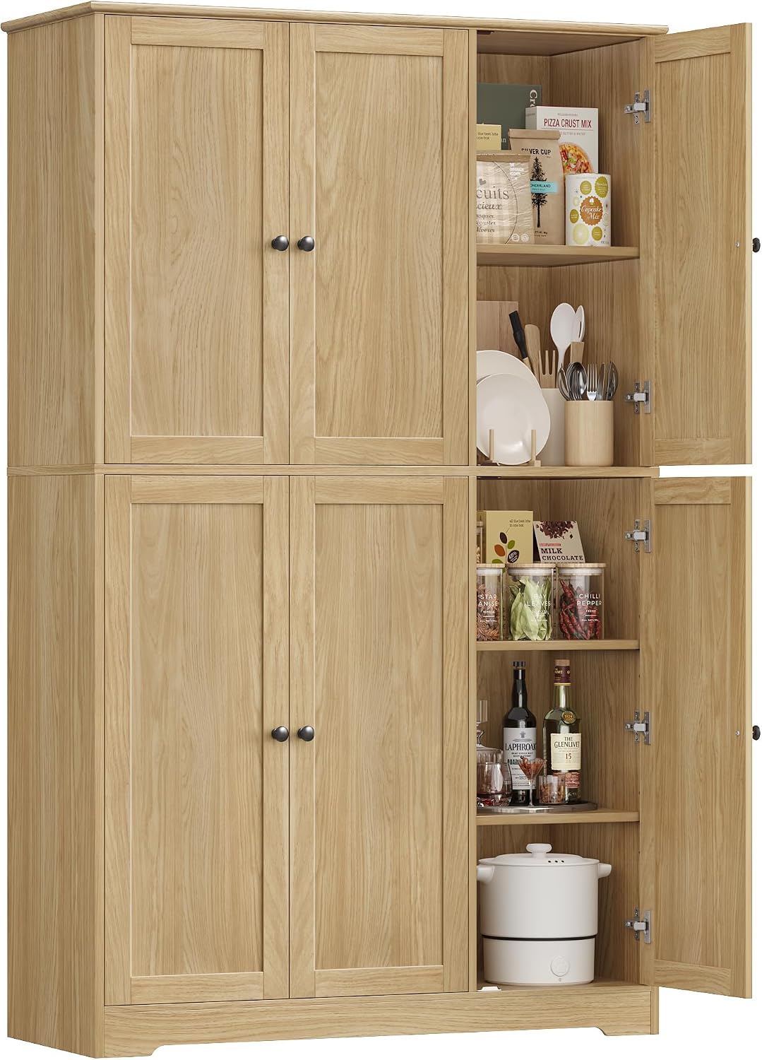 FirFurd Credenza Cucina 180x106 cm,Credenza Cucina Alta con 6 Ante (Rovere)