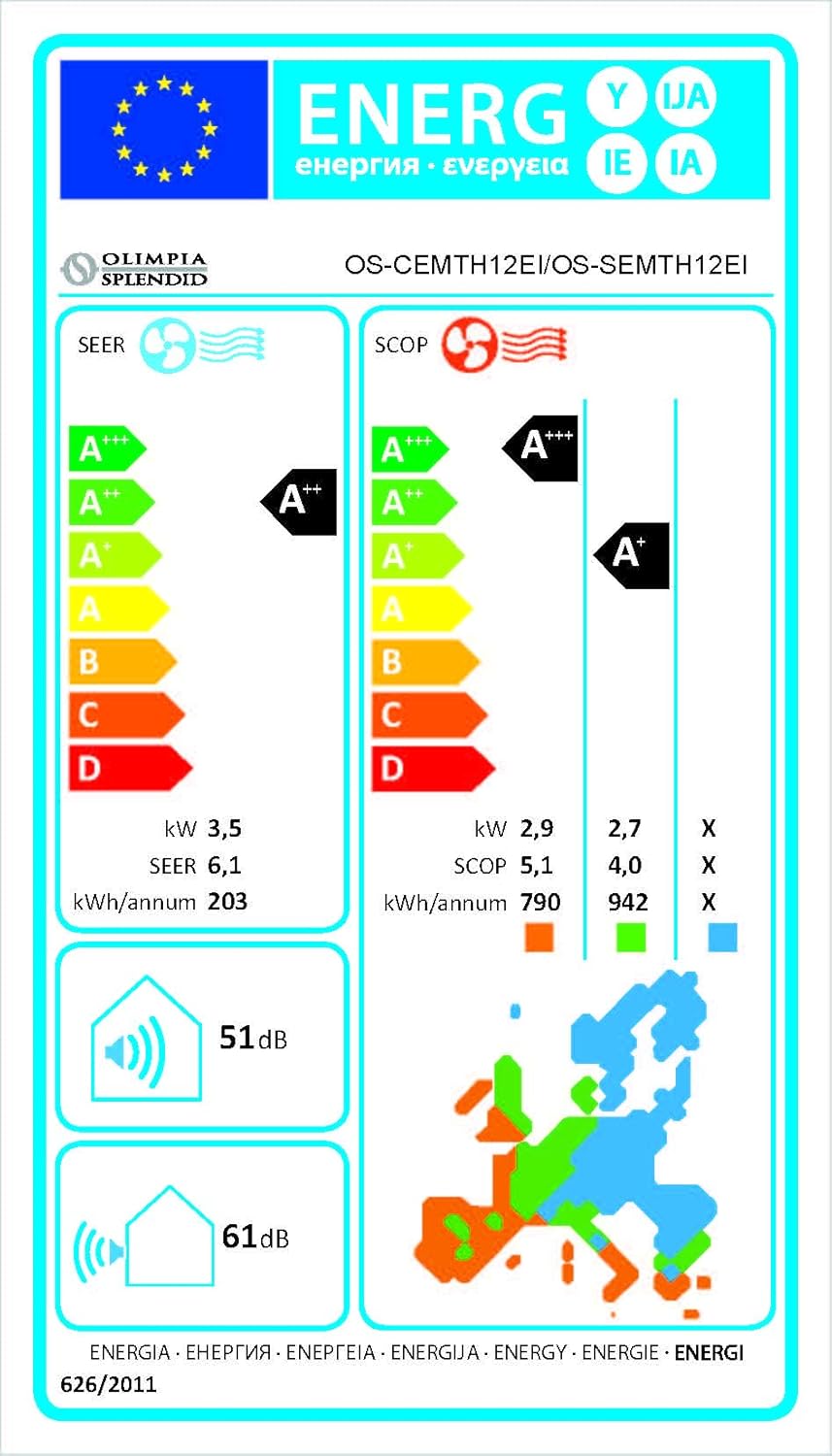 Olimpia Splendid, Mystral S1 E 12 Air Conditioning 12000 BTU / h Monosplit Inverter, Gas R32, Class A++, Cooling Function, Heating, Dehumidification and Ventilation, Integrated Wifi