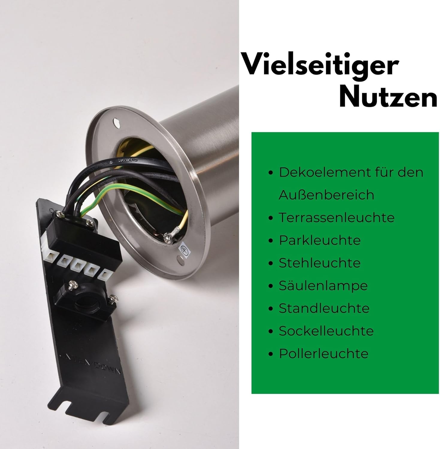 Novatool 4X Wegeleuchte I 80 cm I mit 2 Steckdosen I Edelstahl I IP44 I E27 Sockel I Wegebeleuchtung aussen Aussenleuchten Garten Standleuchte Terassenleuchte Gartenleuchte stehend Terrassenlampe