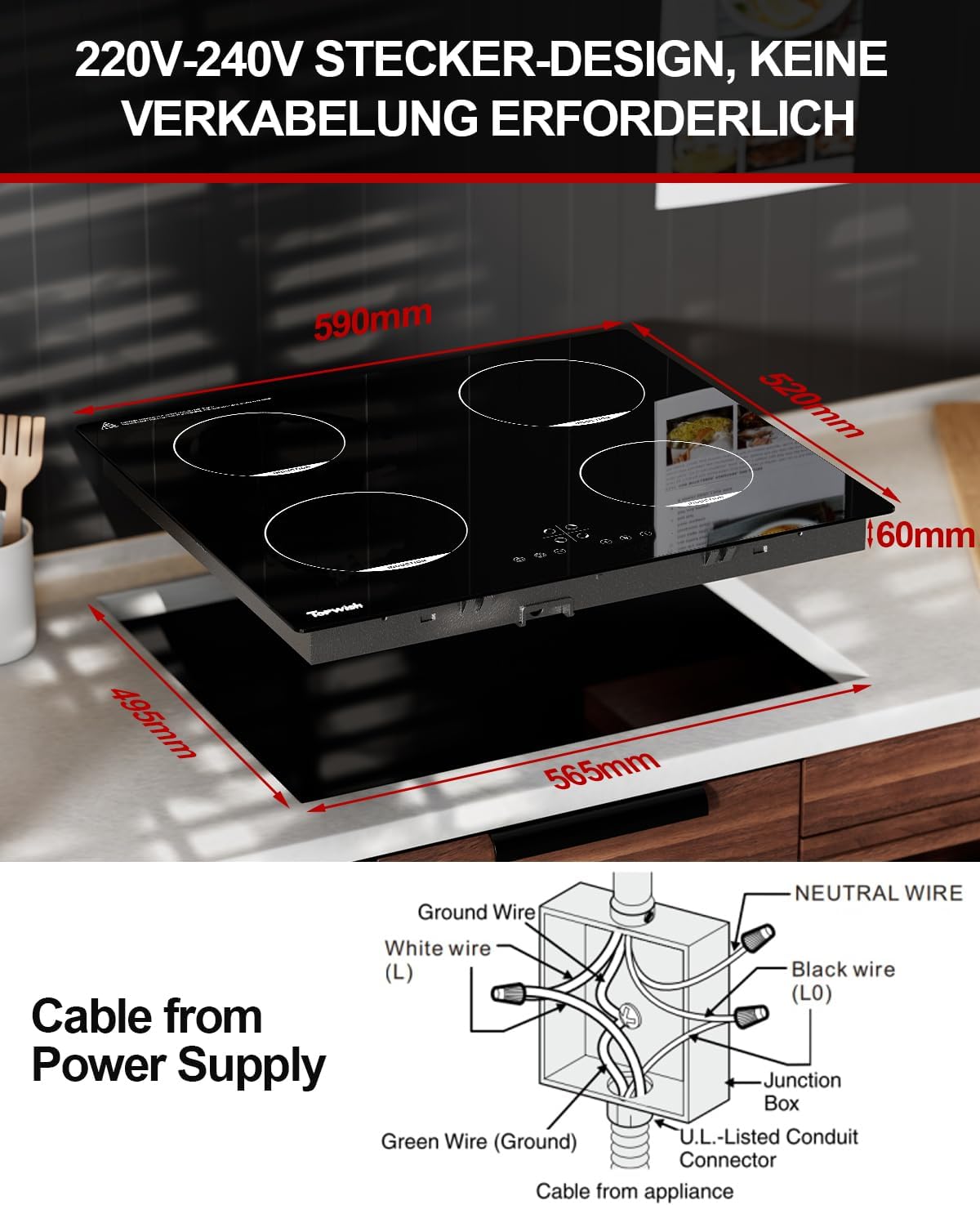Piano cottura a induzione 60 cm, piano cottura a induzione con 4 zone FlexInduction, piastre a induzione, piano cottura a induzione e piano cottura con induzione, funzione timer e PowerBoost