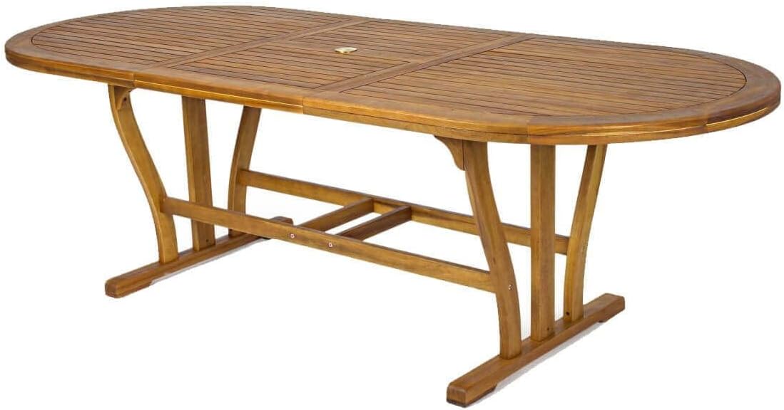 milani home - Set Tavolo Giardino Allungabile Ovale 180/240x100 Con 4 Sedie E 2 Poltrone In Legno Di Acacia Massiccio Per Esterno - Marrone
