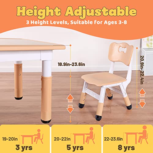 FUNLIO Tavolino con 2 Sedie per Bambini, Tavolino e Sedie per Bambini Regolabili in Altezza per Età 3 8 Anni per Aule/Case, Tavolo Bambini per Arti Facile da Pulire, Approvato CPC e CE (3 pezzi) : Casa e cucina