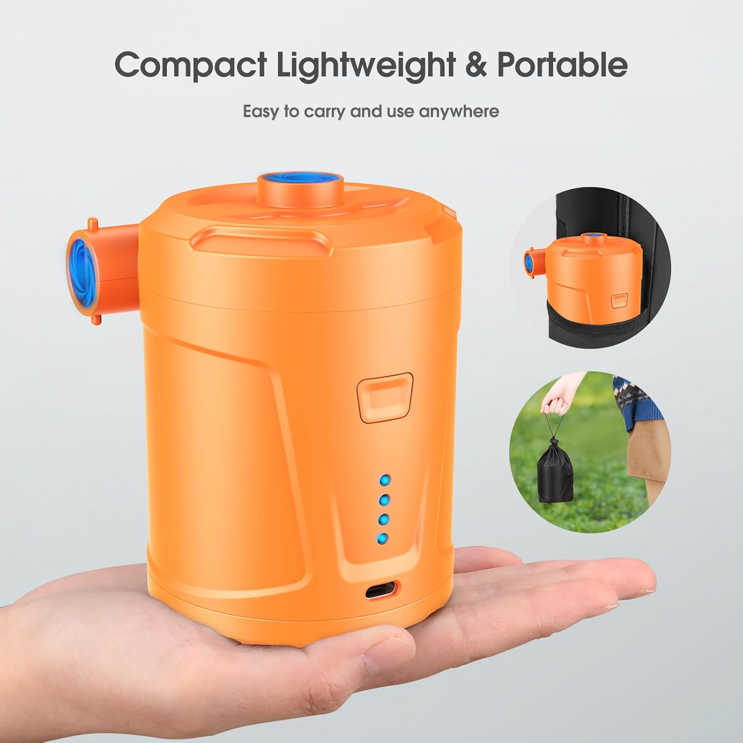 SUPPOU Pompa Elettrica, 5200mAh Pompa Elettrica per Materasso Gonfiabile può essere rapida per Gonfiare e Sgonfiare, Adatto per Materasso Gonfiabile, Materassino Campeggio, Piscina Gonfiabile