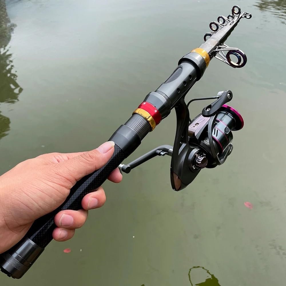 Angel, Teleskop Spinning Angelrute Reel Set 1,8-3,6 M Ultraleicht Metall Spool