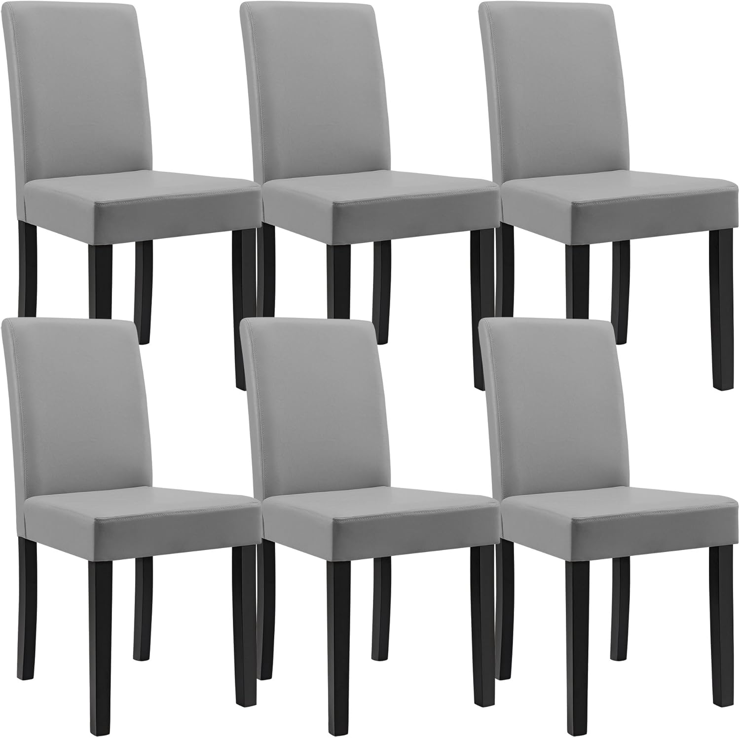 [en.casa] Set Pranzo con Tavolo in MDF 140x90 cm e 6 Sedie Imbottite in Similpelle - Set Elegante per Sala da Pranzo e Cucina - Effetto Rovere Bianco/Grigio Chiaro