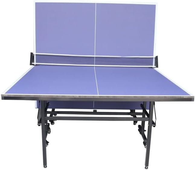 TechFit Tavolo da Ping Pong Professionale per Interni - Pieghevole da Interno con Inclinazione Unilaterale, Struttura Metallica Nera, Rete da 180 cm, Roti Silconate con Freni, 274x152,5x76 cm
