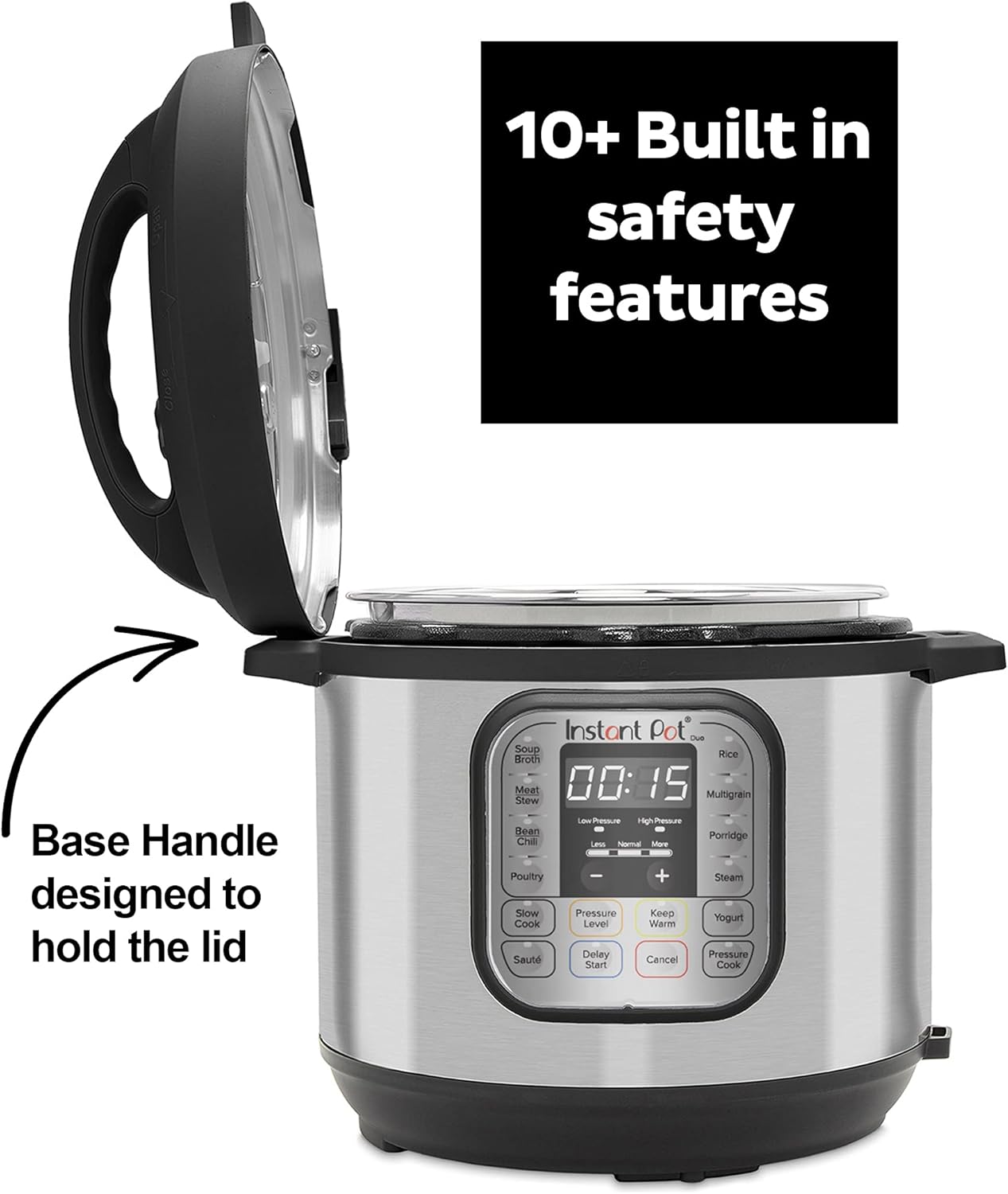 Instant Pot Pro 10-in-1-Elektro-Multikocher 1200 W, 5,7 L – Schnellkochtopf, Schongarer, Reiskocher, Dampfgarer, Sautierpfanne, Sterilisator, Joghurtbereiter, Sous Vide Gert – Schwarzer Edelstahl