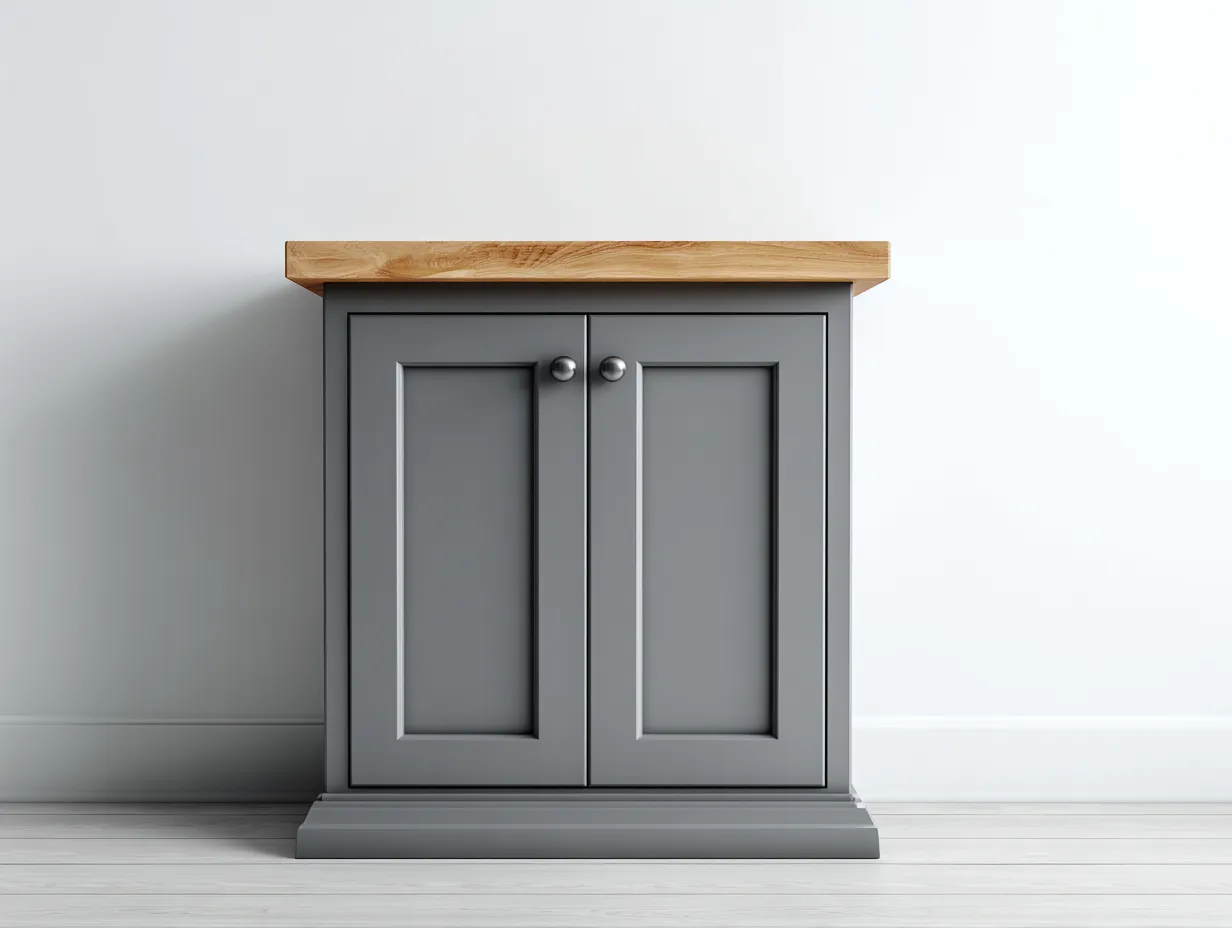 Sideboards-Holzwerkstoff-Massivholz-85x45x90 cm-Grau-Natur-Landhausstil