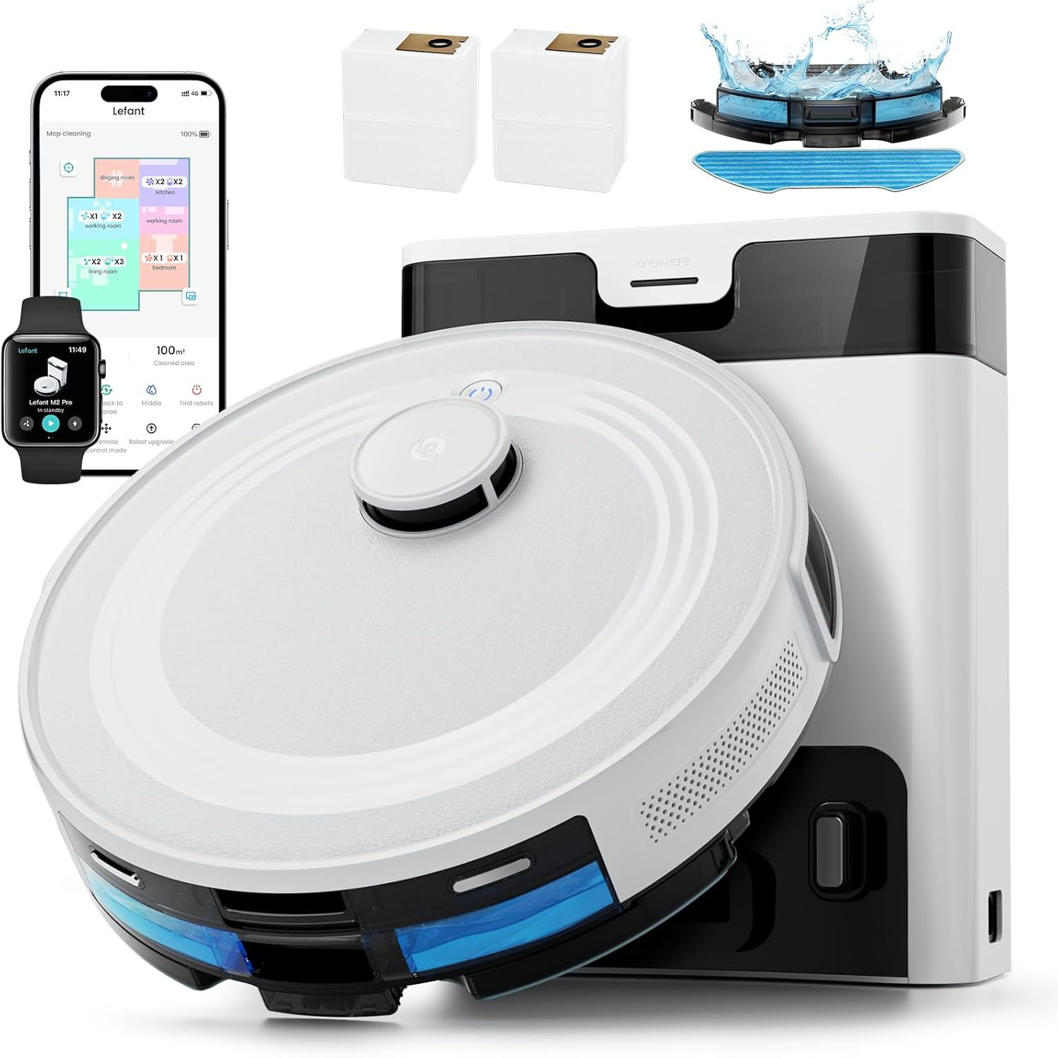 Lefant M2 Pro LiDAR Robot Vacuum & Mop, 45-Day Self-Empty, 5500Pa