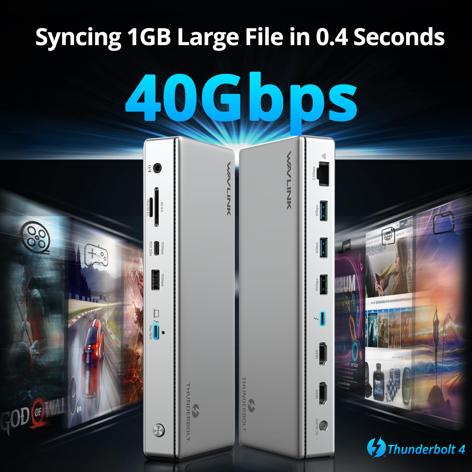 Thunderbolt 4 Dockingstation 13-in-1 mit 96W PD, 8K oder Triple 4K, 40 Gbit/s, 2.5G Ethernet und 10-Gbit/s-USB