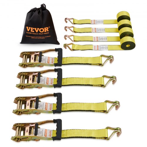 VEVOR 4er-Pack Spanngurte mit Ratsche, 5000 lbs, 2" x 15', robuster Doppel-J-Haken
