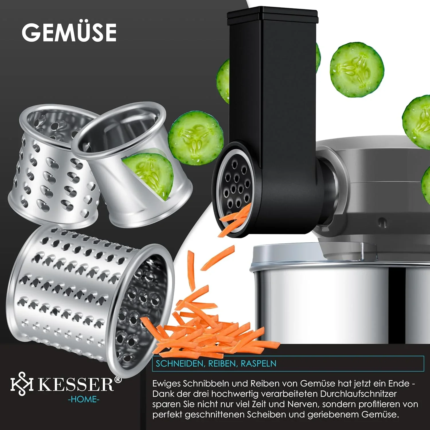 KESSER? 3 in 1 Universal K��chenmaschine K-KM 3000 mit Fleischwolf Knetmaschine Multifunktionale R��hrmaschine 5,5L Sch��ssel mit 3 R��hrwerkzeuge, 1,5L Entsafter, Zubeh?r-Set, Pasta & Geb?ckformen