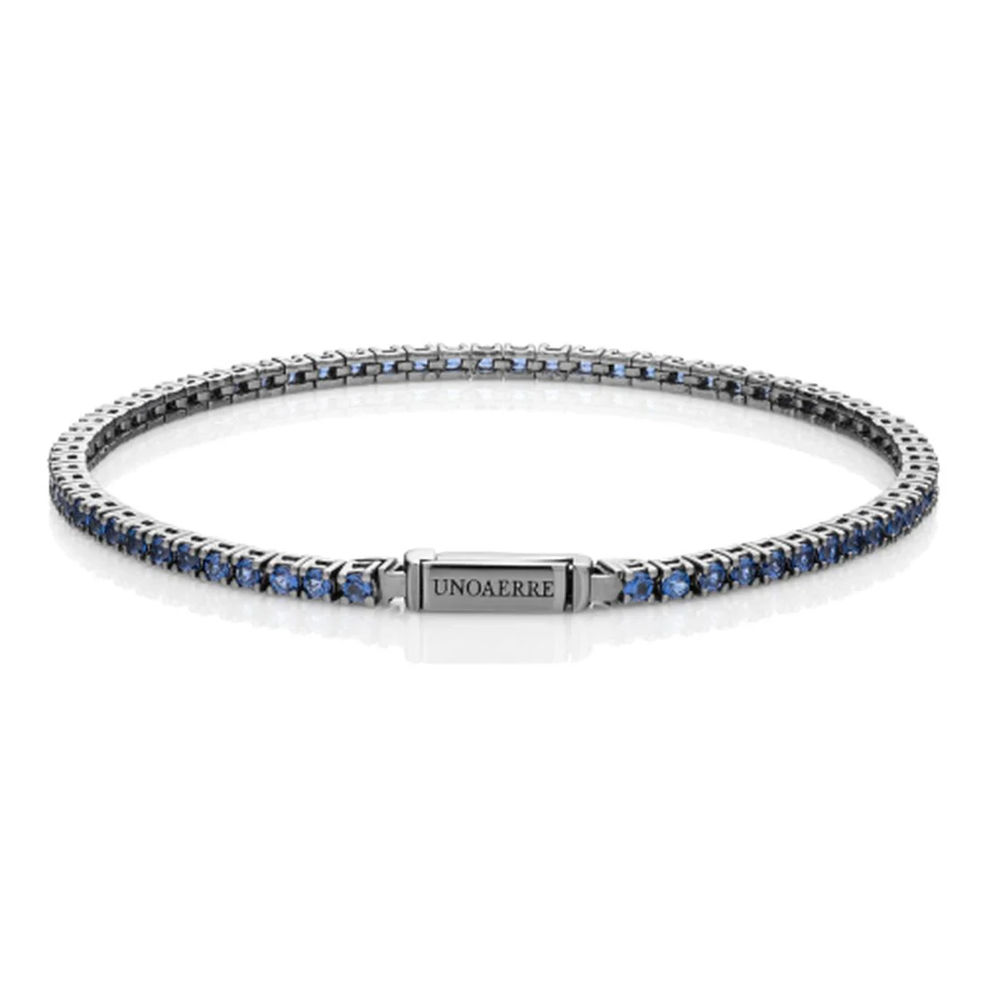Bracciale Unoaerre Tennis in argento brunito pietre blu 20 cm 6077
