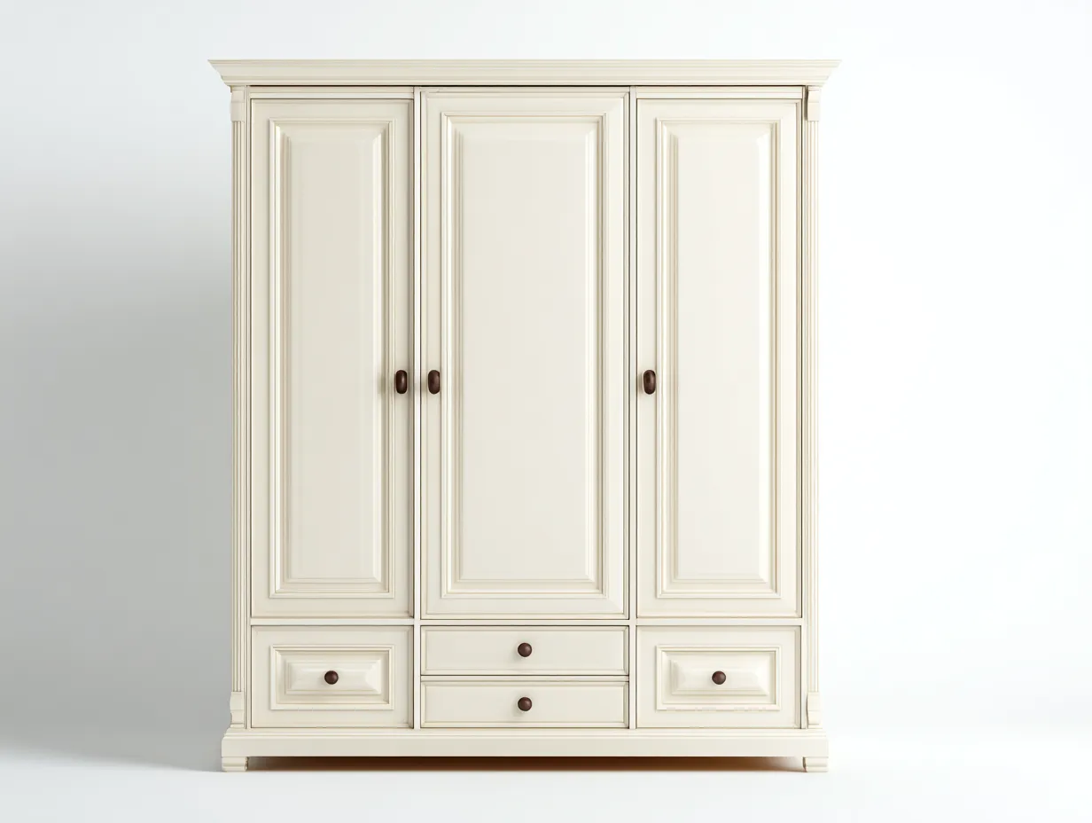 Armadio - MDF - 188x60x205 cm - Avorio - Stile classico raffinato