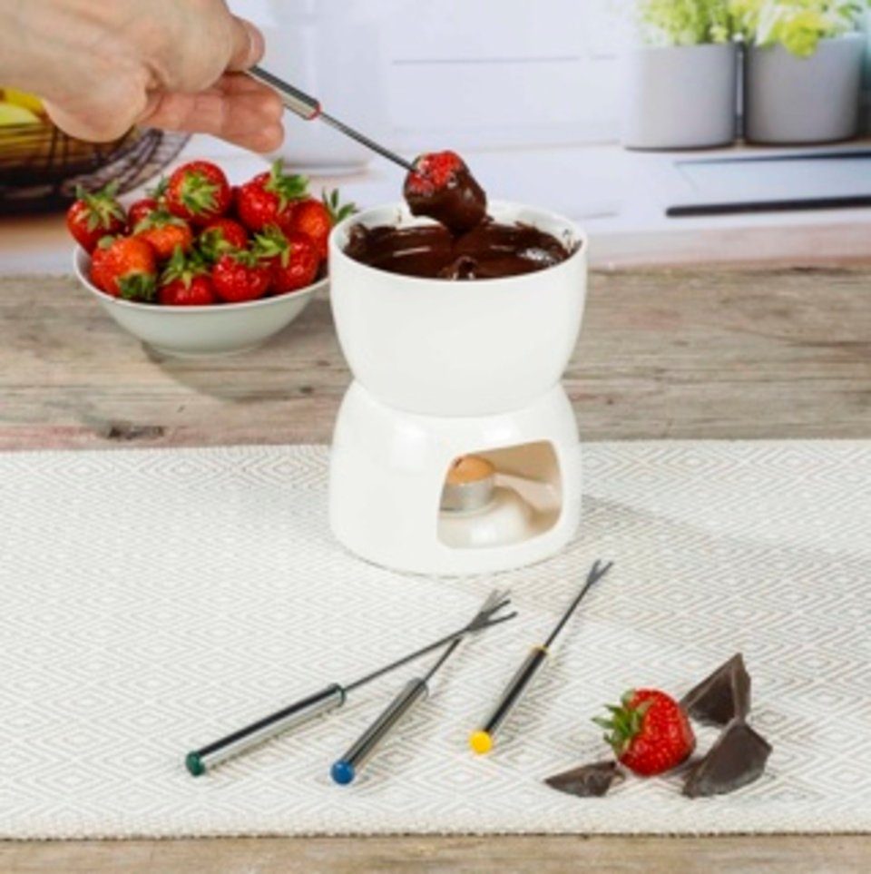 Raclette und Fondue-Set Schokoladen Fondue-Set aus Porzellan Füllmenge: ca. 450ml