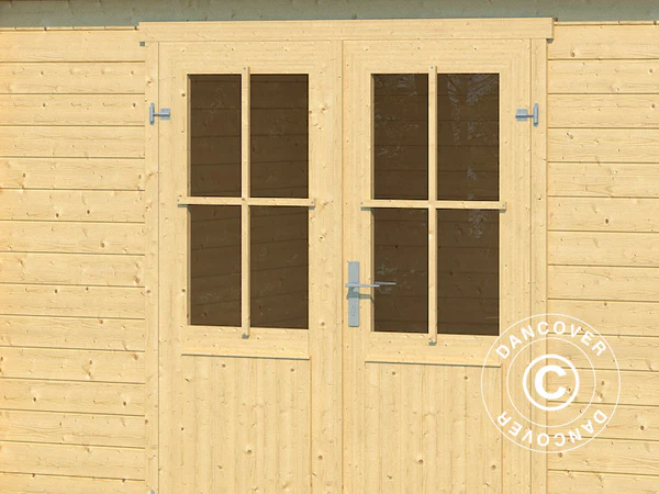 Casetta da giardino Tartu con mantovana check 4,81x2,92x2,11m, 28mm, 13,6m², Naturale