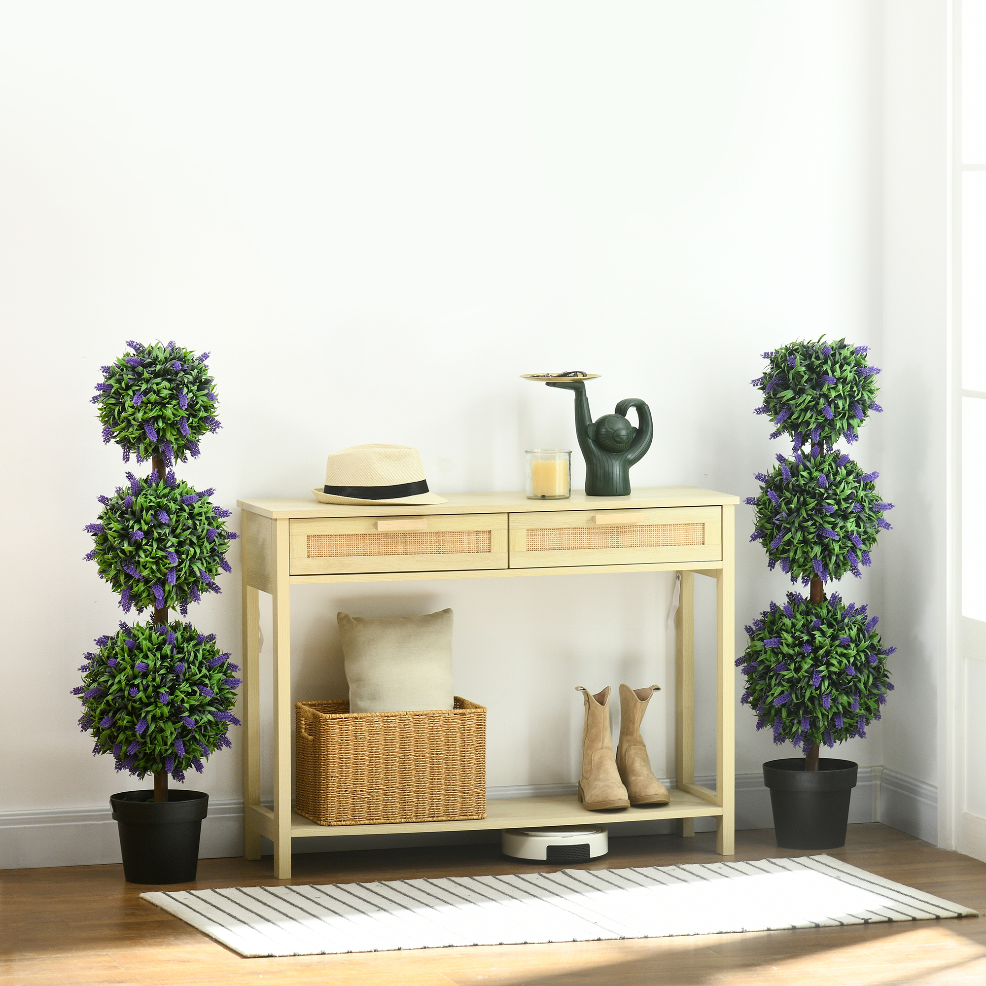 HOMCOM 2er-Set Künstliche Pflanzen, UV-beständige Kunstpflanze im Blumentopf, 110 cm Zimmerpflanze für Wohnzimmer, Garten