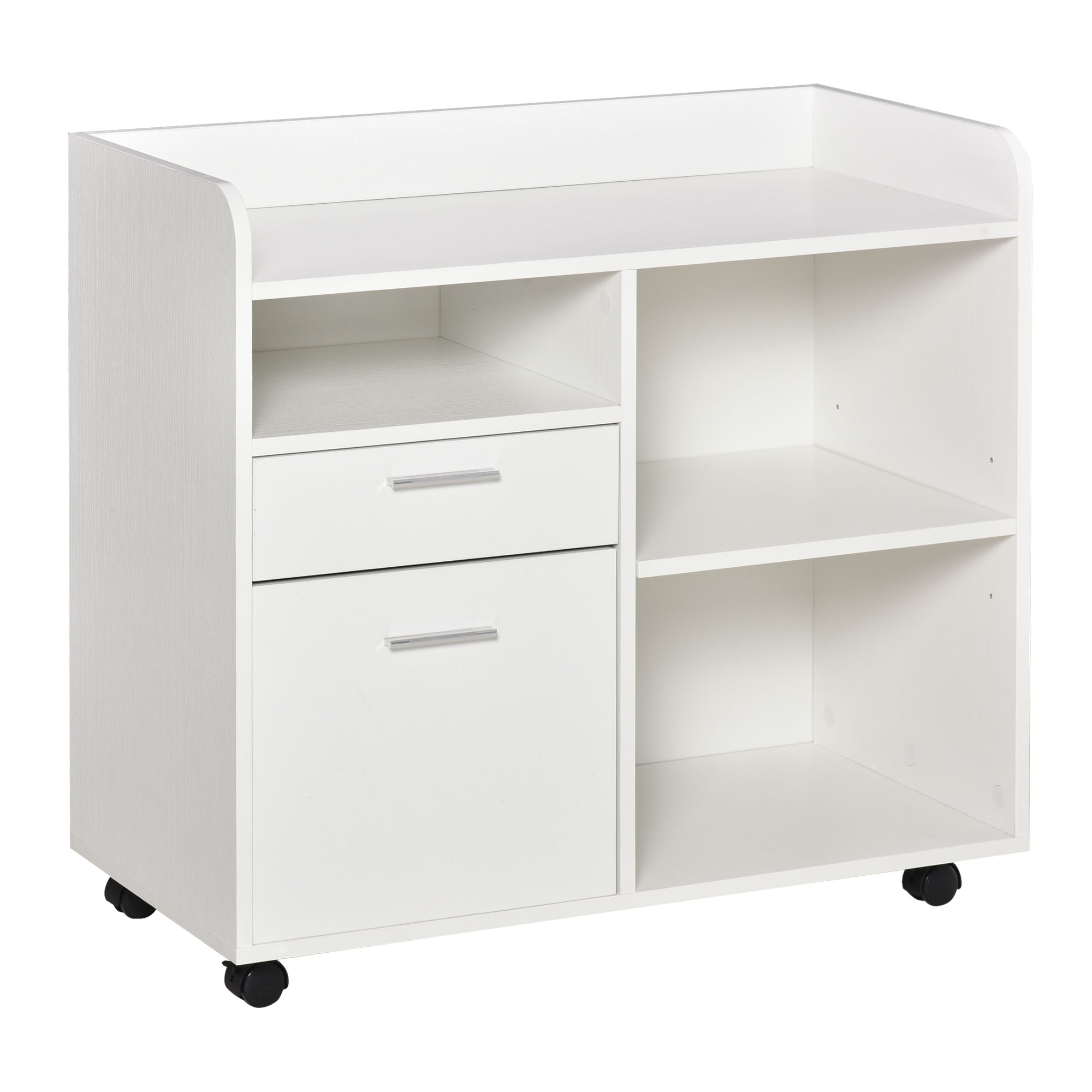 Vinsetto Druckerständer - Rollbarer Büro-Organizer - Maße 80l x 40B x 72H cm in Weißem Holz