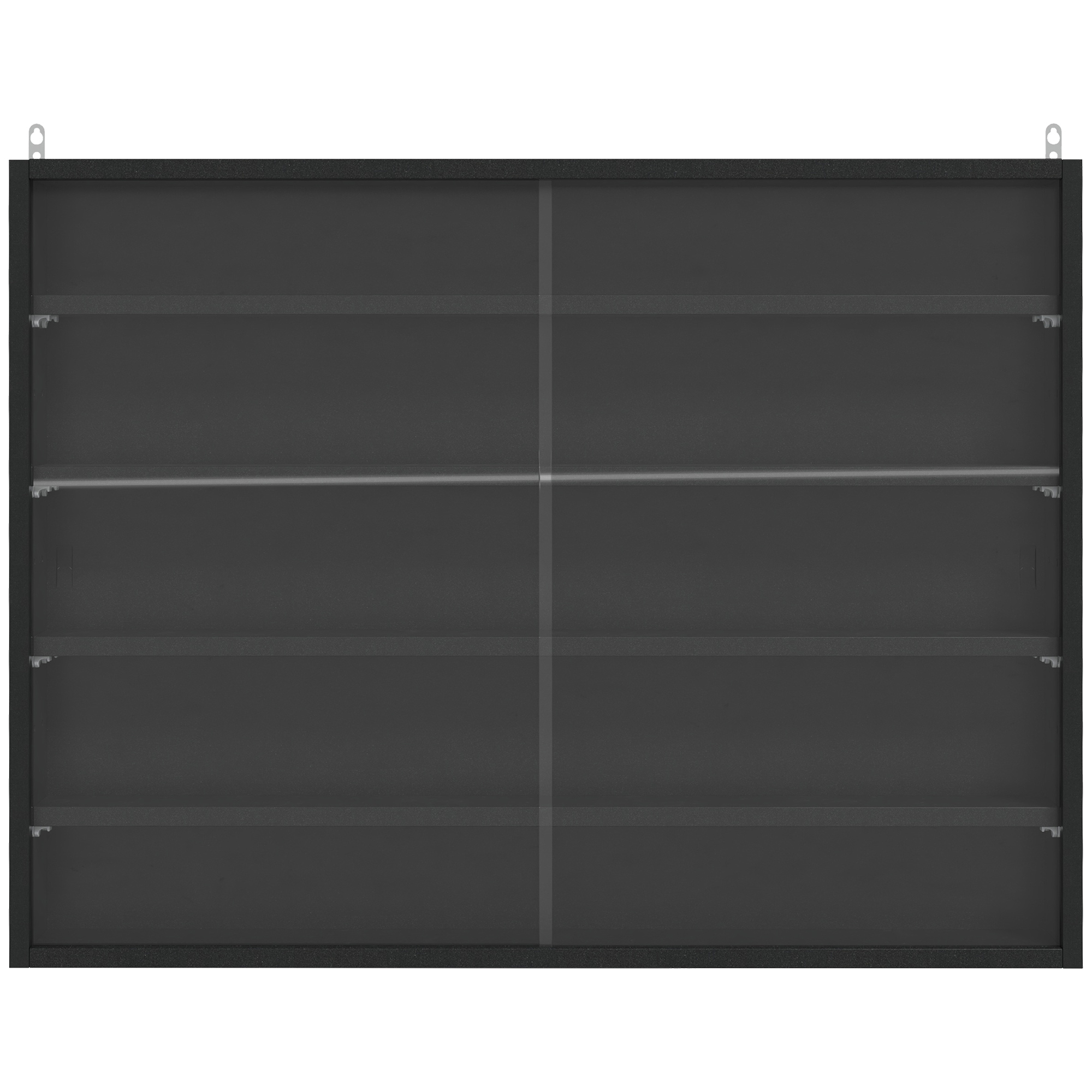 HOMCOM Wandvitrine für Sammlerstücke 5 höhenverstellbare Regale und 2 Glasschiebetüren 80 x 9,5 x 60 cm Schwarz