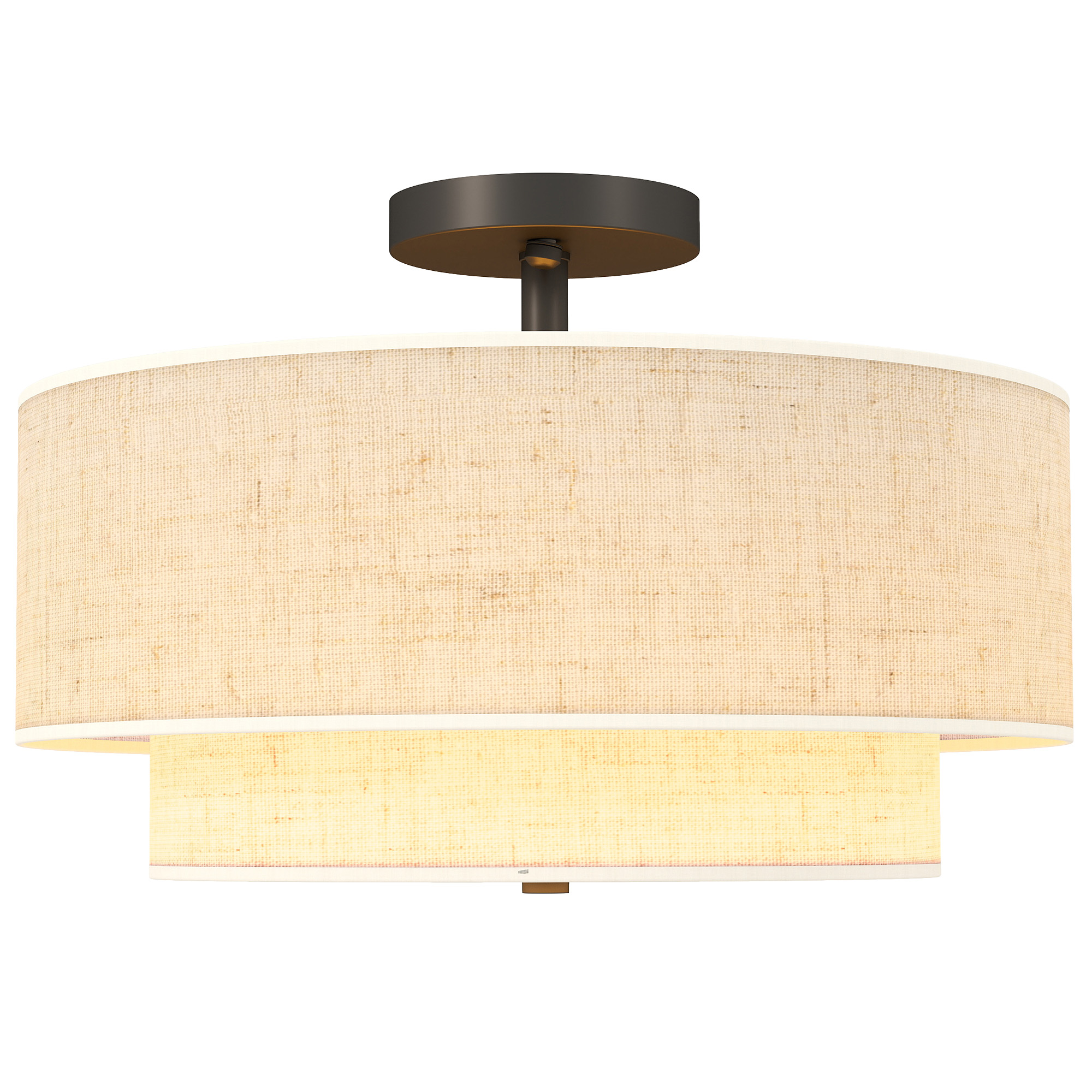 HOMCOM Deckenlampe, Hängeleuchte mit doppelten Schirmen in Leinenoptik, Cremeweiß