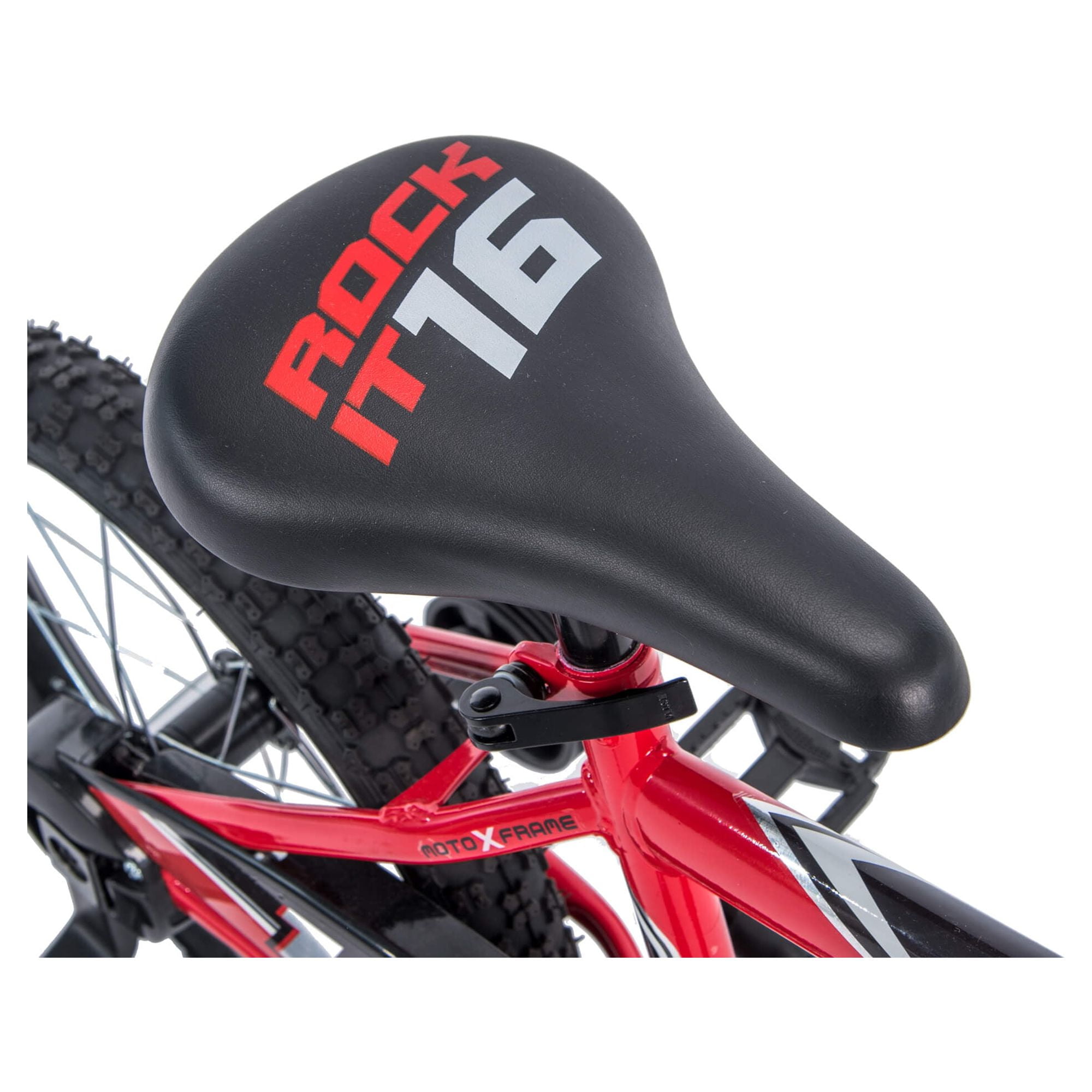 Huffy Rock It 16&prime;&prime; Kids Bicycle, Red, Ages 4 , Training Wheels, Steel Frame