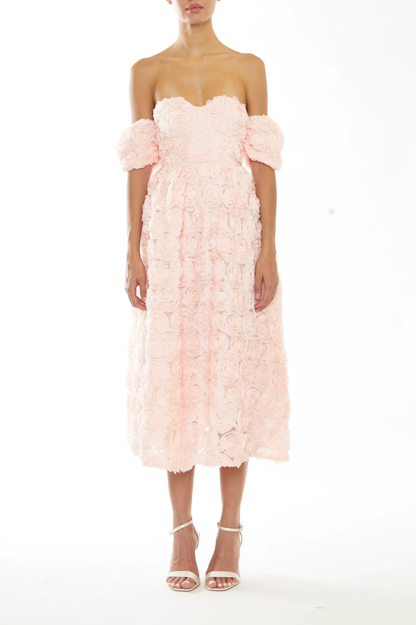 Amelia Peach Bardot Bust Cup Midi-Dress
