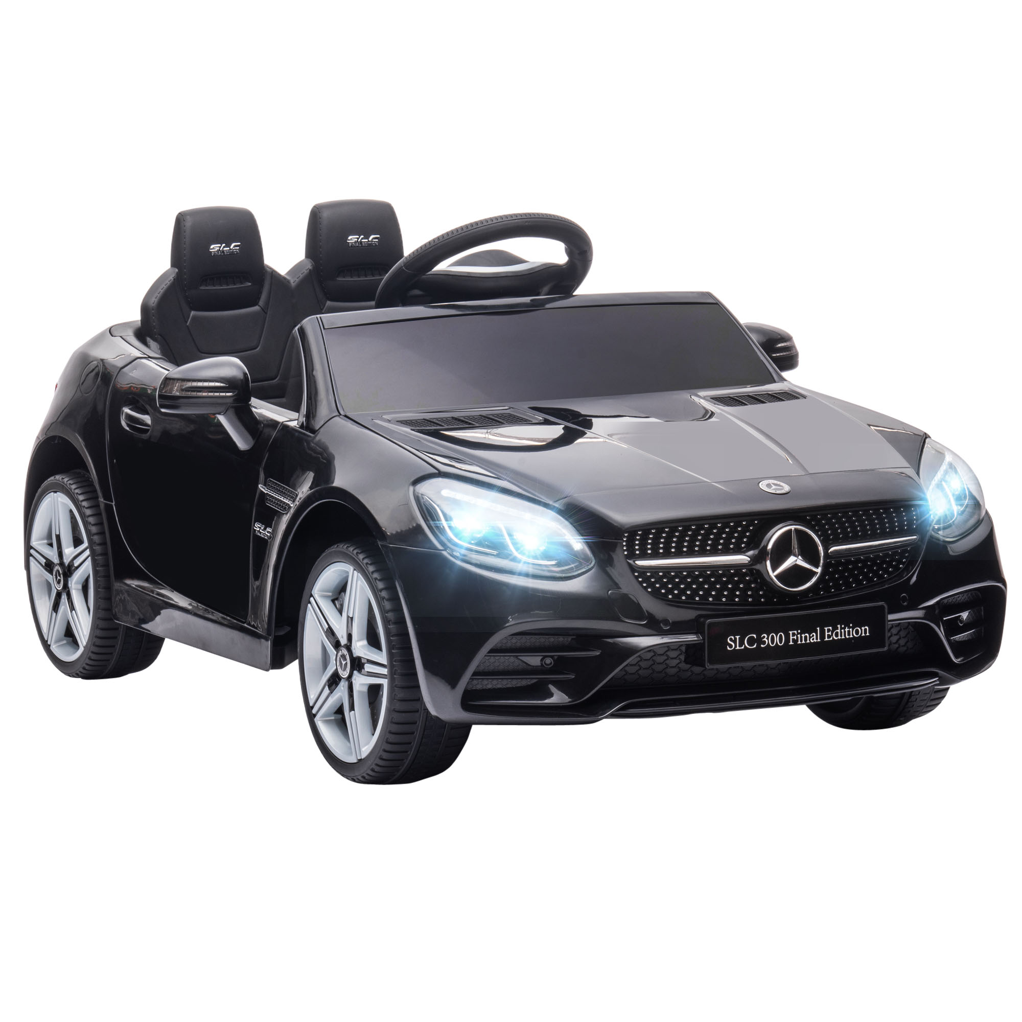 AIYAPLAY Kinder-Elektrische Auto, Met LED-Koplampen, Veiligheidsgordel, Claxon, Muziek, 3-5 km/u, Zwart, 107 x 62,5 x 44cm