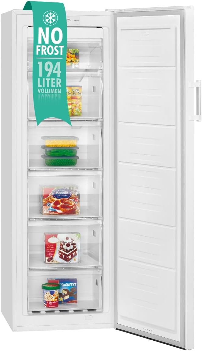 Bomann Gefrierschrank Nofrost freistehender Tiefkühlschrank 194 Liter Nutzinhalt | No Frost - nie wieder abtauen - Schnellgefrierfunktion u. MultiAirflow-System | Türanschlag wechselbar | GS 7326.1