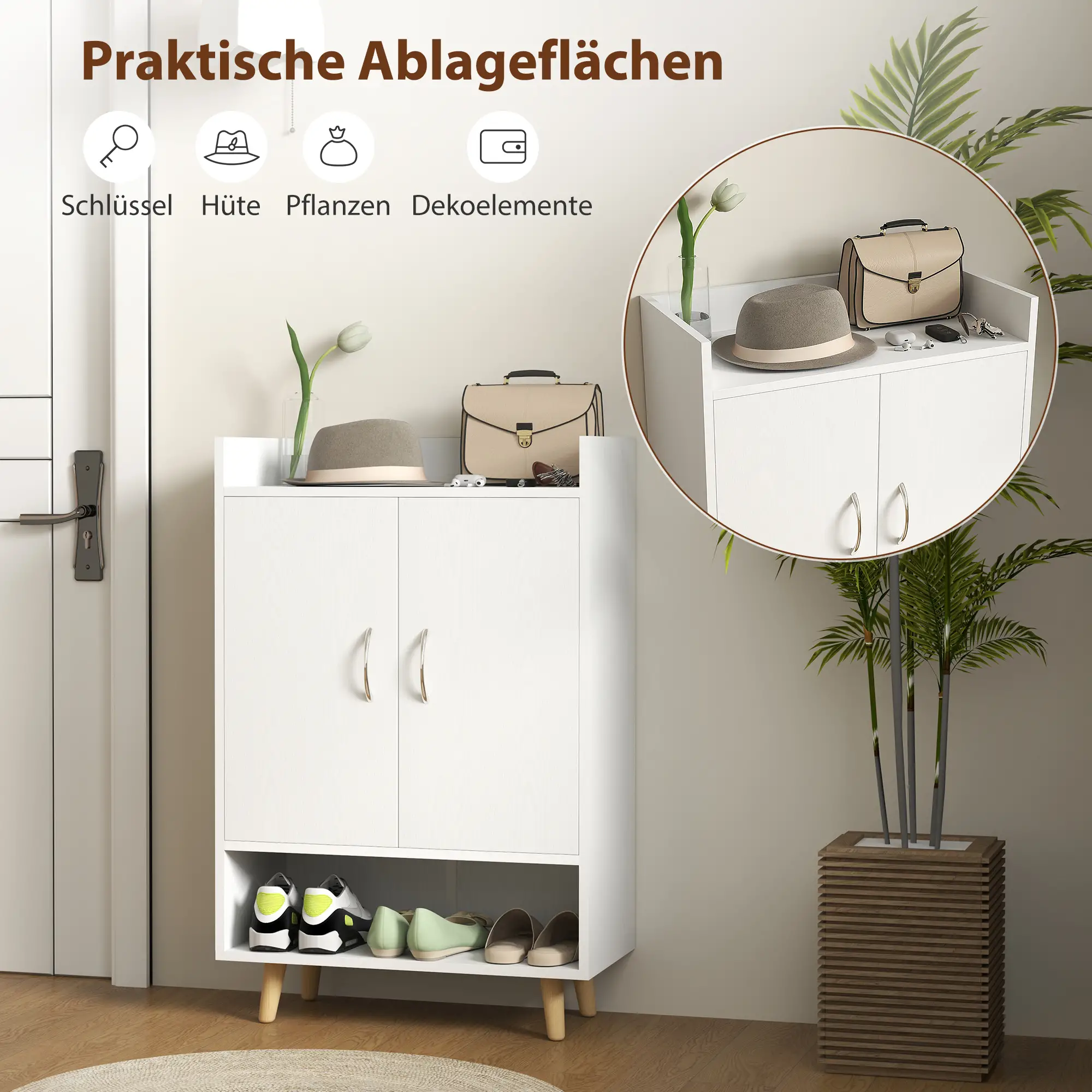 HOMCOM Schuhschrank mit viel Stauraum und kippsicherem Design Weiß