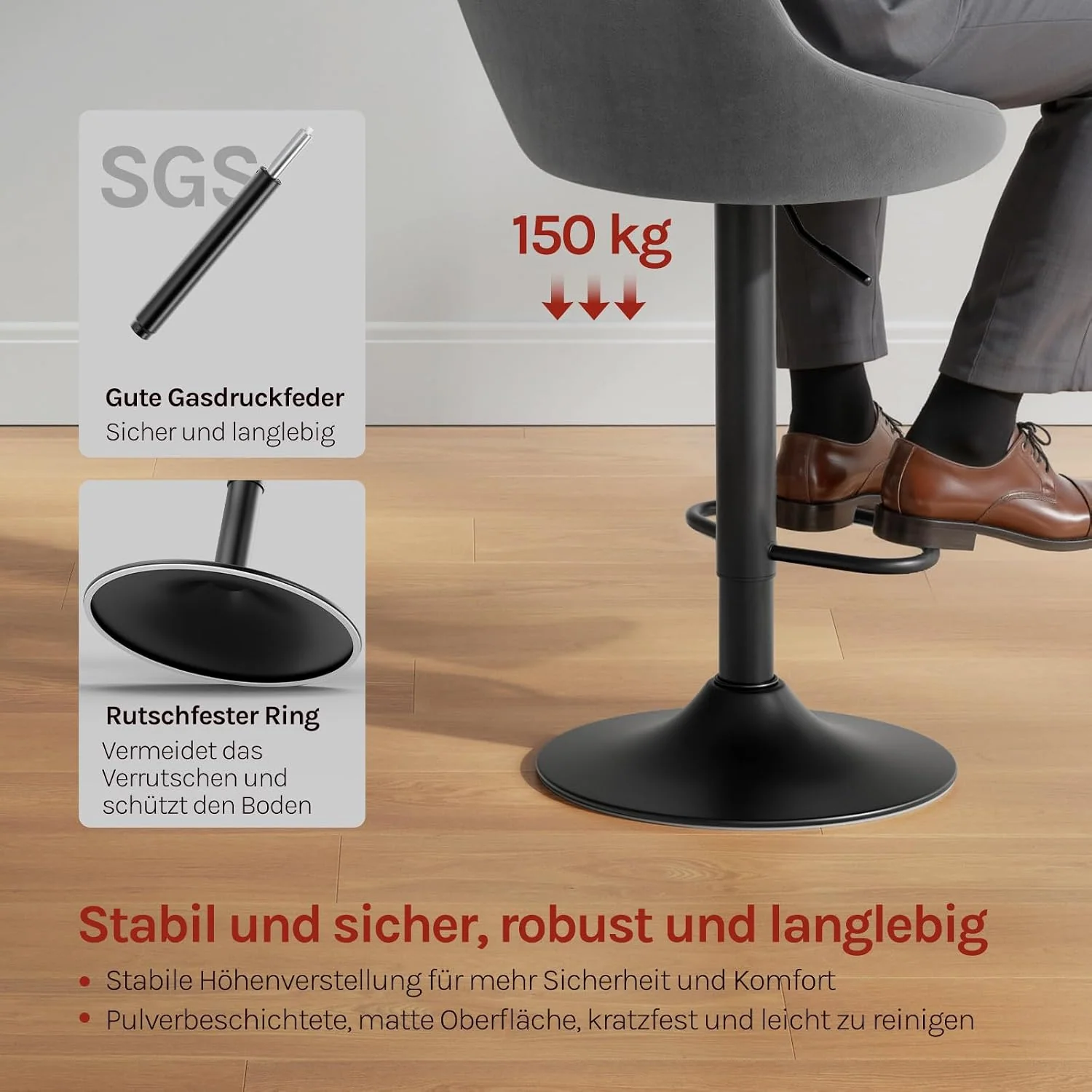 WOLTU Barhocker mit Rückenlehne, höhenverstellbar und drehbar